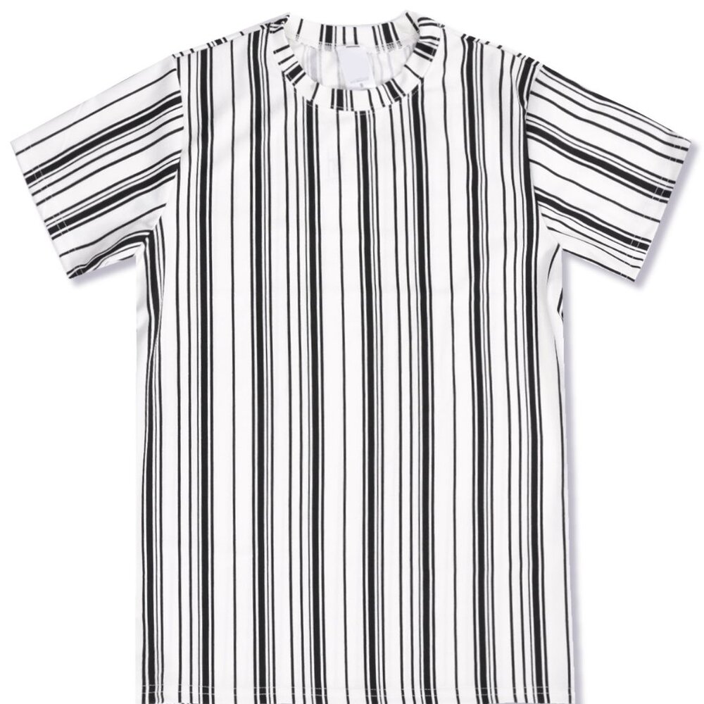 FXN Men's Premium Striped Short Sleeve Tee WhiteBlack